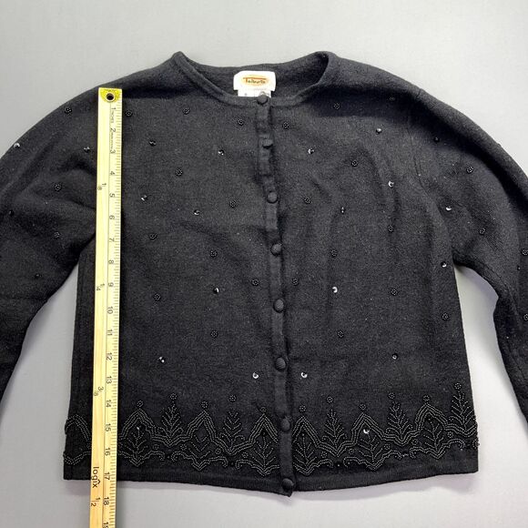 Talbots 100% Merino Wool Beaded Cardigan Sweater Women's‎ Sz M Button Vintage - Picture 7 of 16